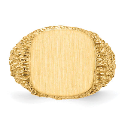 14K Yellow Gold 13.5x13.5mm Closed Back Men's Signet Ring