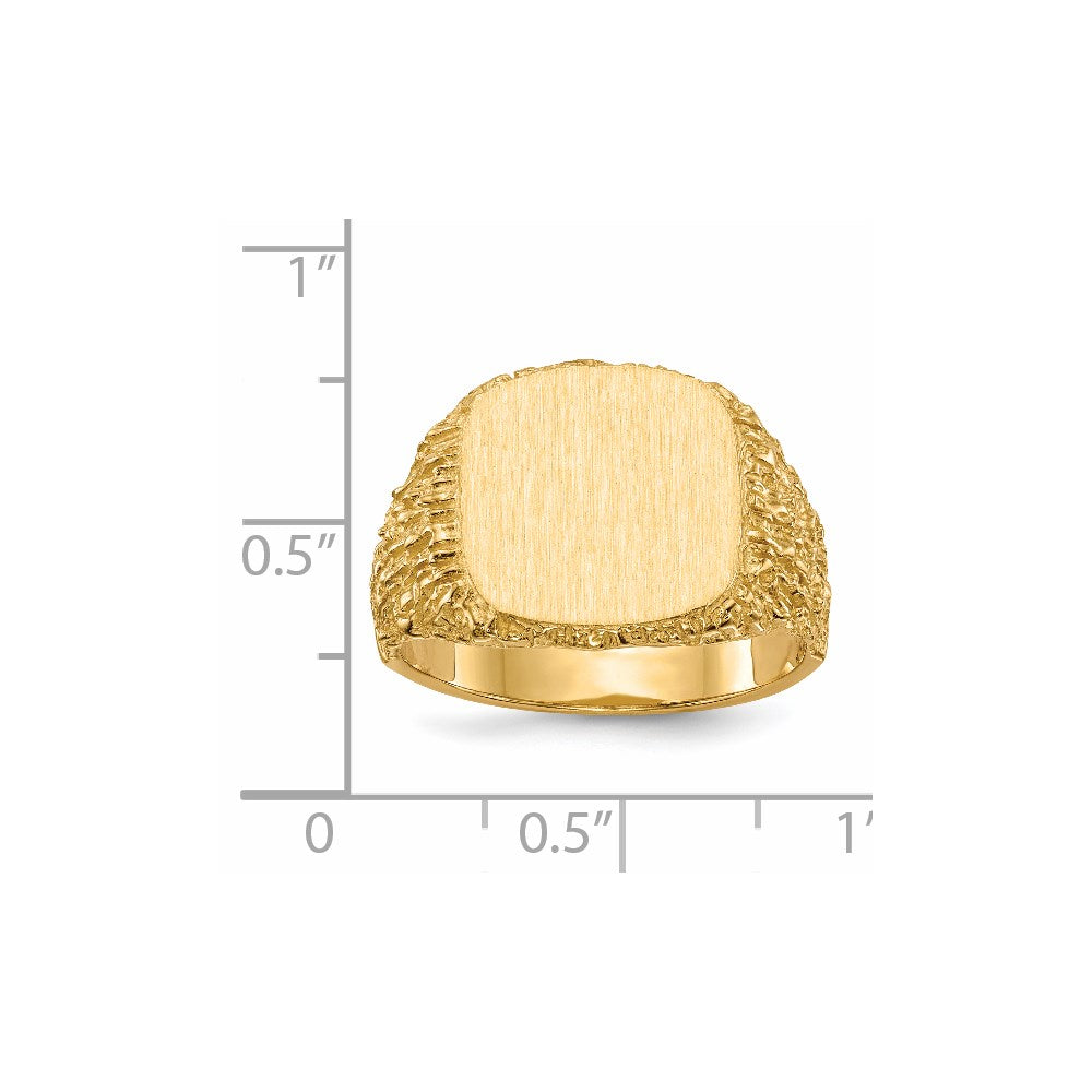 14K Yellow Gold 13.5x13.5mm Closed Back Men's Signet Ring