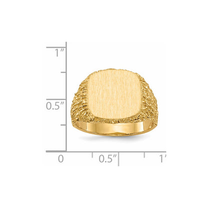 14K Yellow Gold 13.5x13.5mm Closed Back Men's Signet Ring