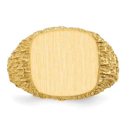 14K Yellow Gold 13.5x13.5mm Open Back Men's Signet Ring