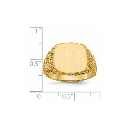14K Yellow Gold 13.5x13.5mm Open Back Men's Signet Ring