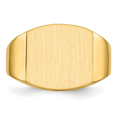 14K Yellow Gold 13.5x14.5mm Closed Back Men's Signet Ring