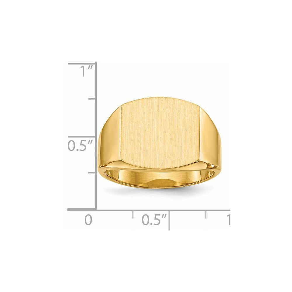 14K Yellow Gold 13.5x14.5mm Closed Back Men's Signet Ring