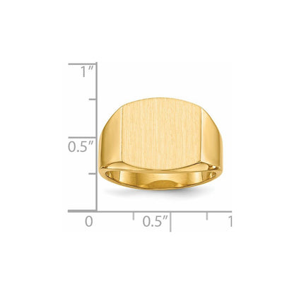 14K Yellow Gold 13.5x14.5mm Closed Back Men's Signet Ring