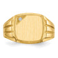 14K Yellow Gold 11.5x12.0mm Grooved Sides Open Back AAA Real Diamond Men's Signet Ring