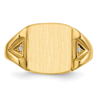 14K Yellow Gold 12.0x11.0mm Open Back AA Real Diamond Men's Signet Ring