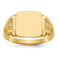 14K Yellow Gold 12.0x11.0mm Open Back AAA Real Diamond Men's Signet Ring