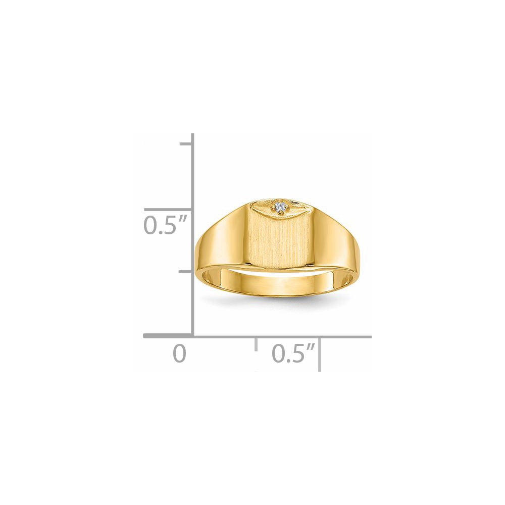 14K Yellow Gold 8.0x7.0mm Closed Back A Real Diamond Signet Ring