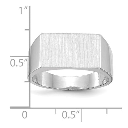 14K White Gold 9.0x15.0mm Closed Back Men's Signet Ring
