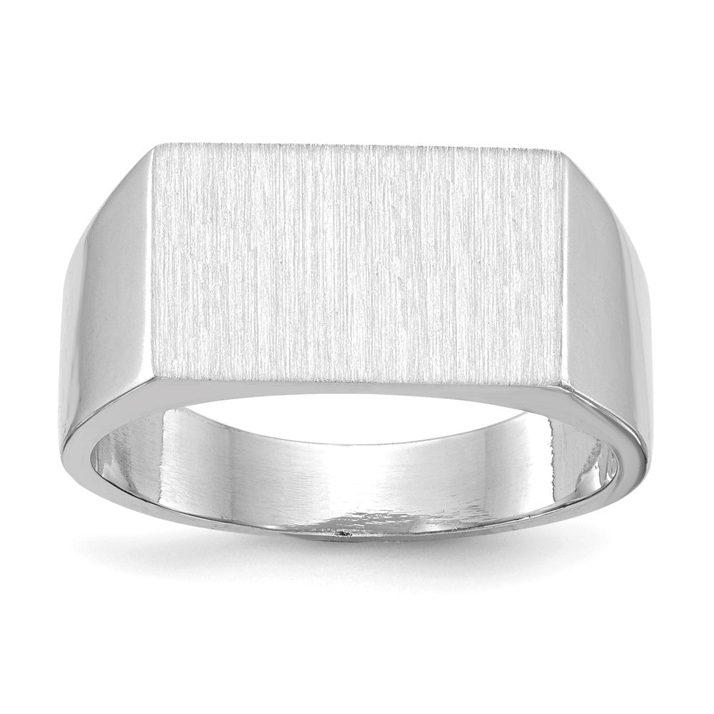 14K White Gold 9.0x15.0mm Closed Back Men's Signet Ring