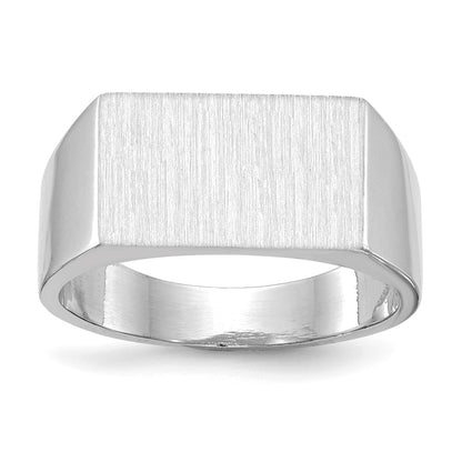 14K White Gold 9.0x15.0mm Closed Back Men's Signet Ring