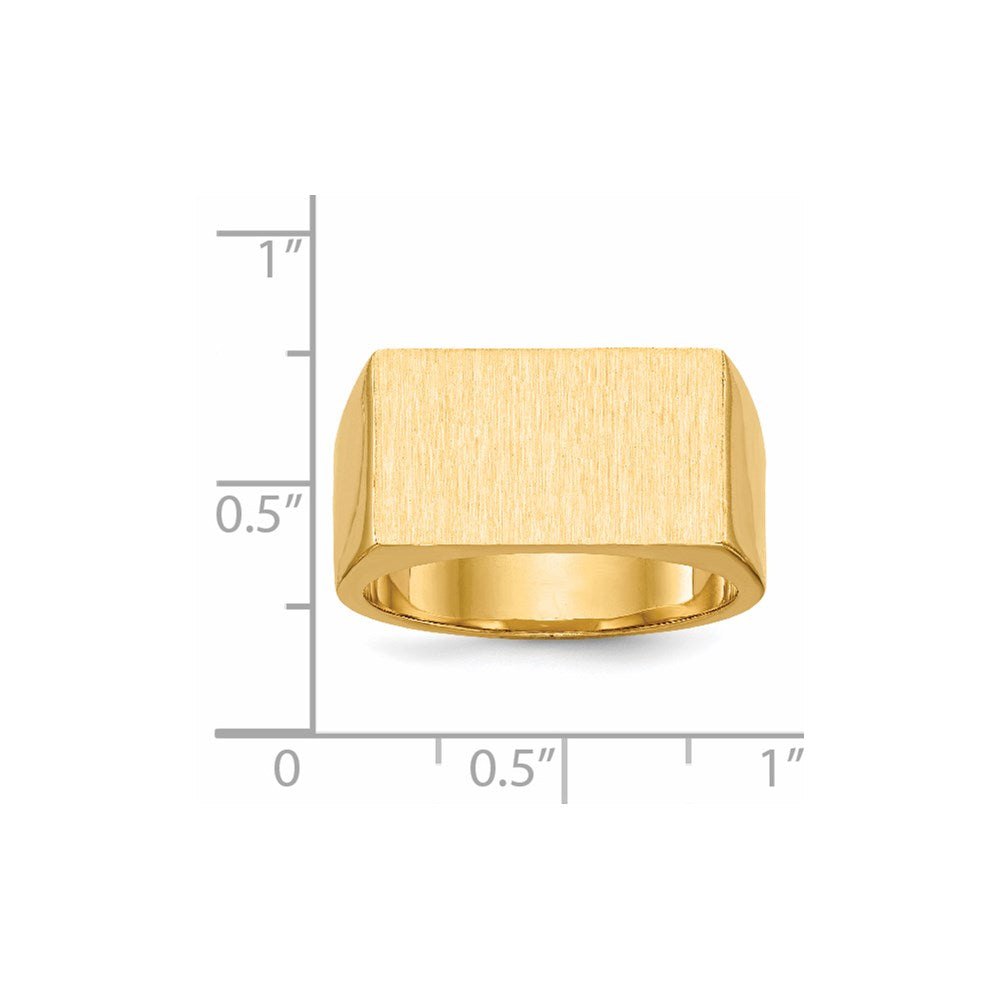 14K Yellow Gold 10.5x18.0mm Closed Back Men's Signet Ring
