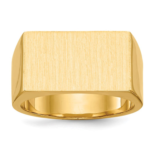 14K Yellow Gold 10.5x18.0mm Closed Back Men's Signet Ring