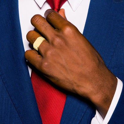 14K Yellow Gold 10.0x15.0mm Closed Back Men's Signet Ring
