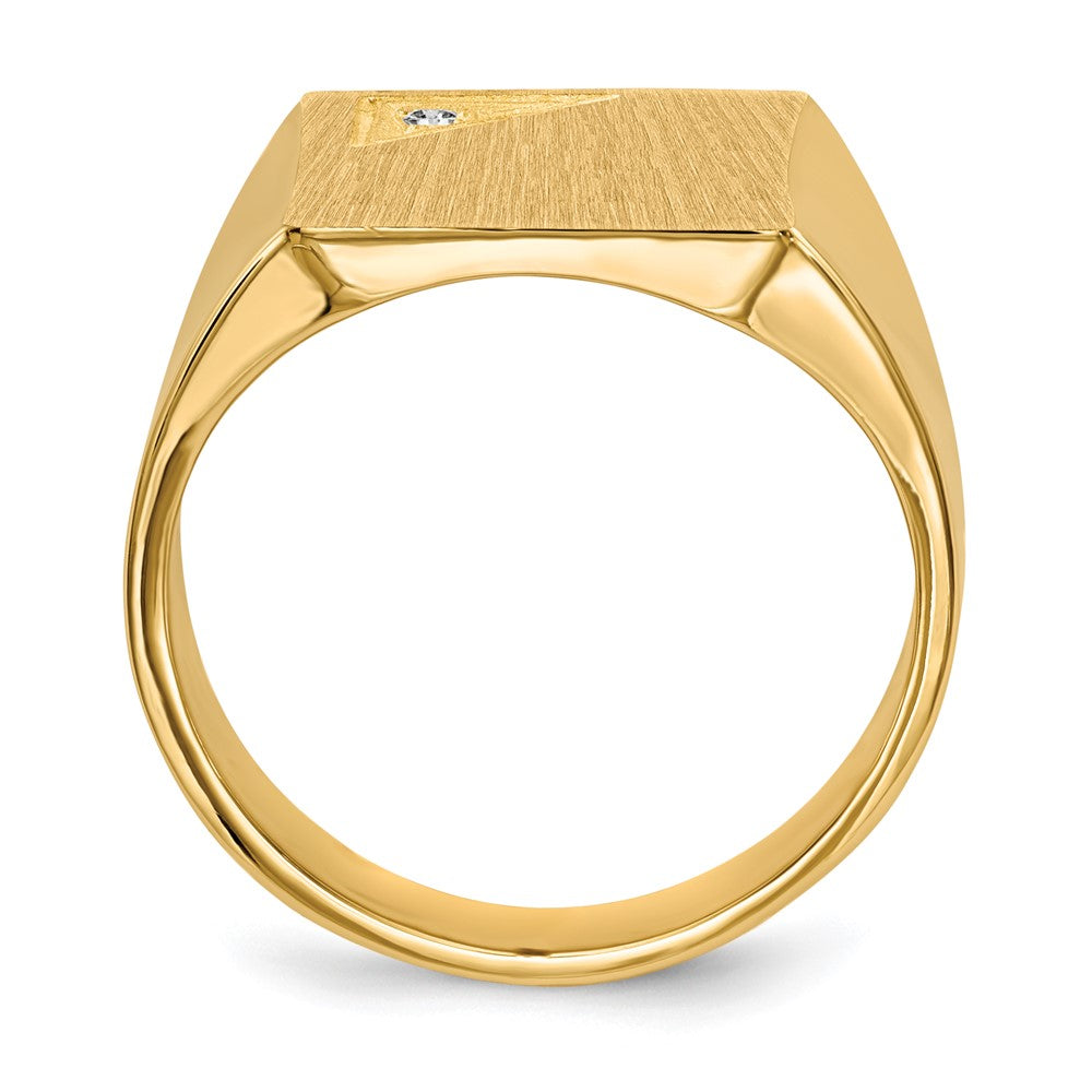 14K Yellow Gold 14.0x13.0mm Closed Back VS Real Diamond Men's Signet Ring