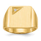 14K Yellow Gold 14.0x13.0mm Closed Back AA Real Diamond Men's Signet Ring