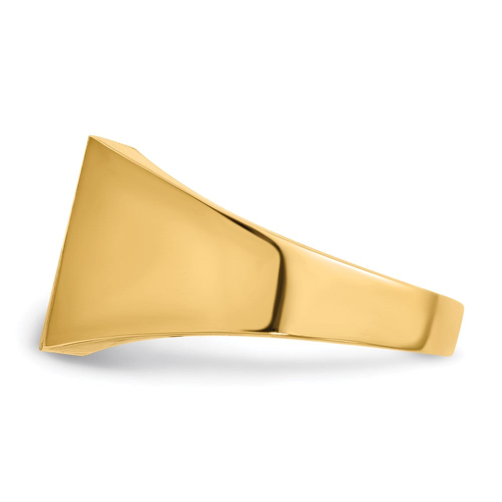 14K Yellow Gold 12.0x12.5mm Closed Back A Real Diamond Men's Signet Ring