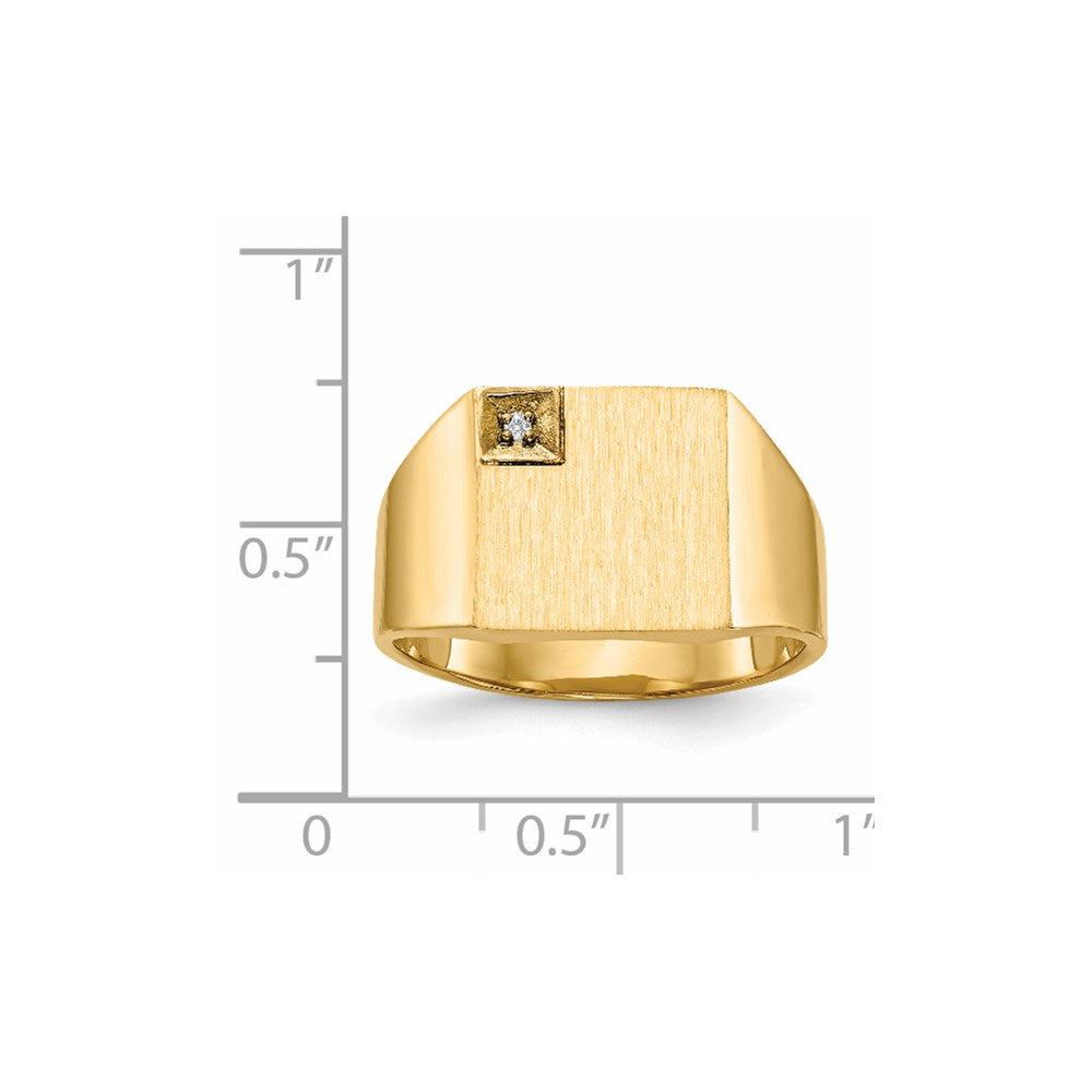 14K Yellow Gold 12.0x12.5mm Closed Back AA Real Diamond Men's Signet Ring