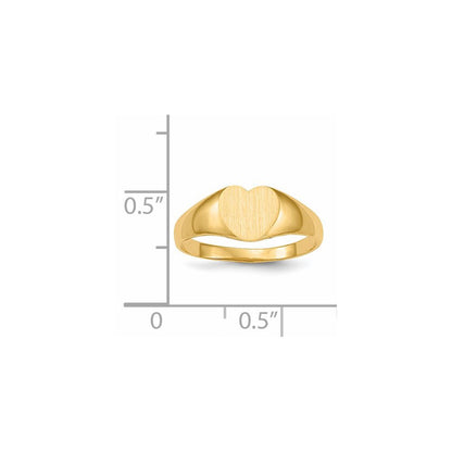 14K Yellow Gold 6.5x8.0mm Closed Back Heart Signet Ring
