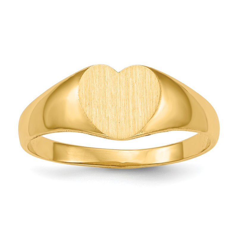 14K Yellow Gold 6.5x8.0mm Closed Back Heart Signet Ring