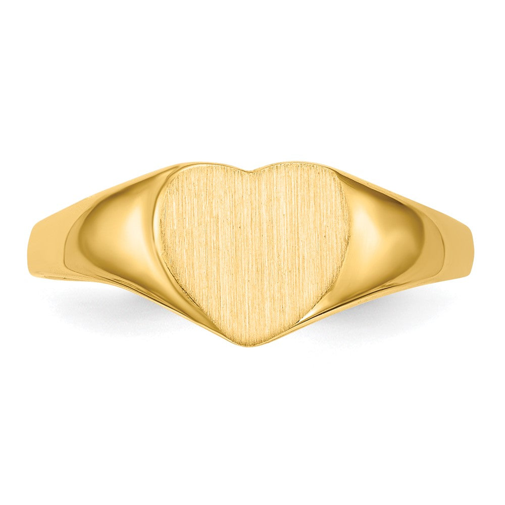 14K Yellow Gold 7.5x8.5mm Closed Back Heart Signet Ring