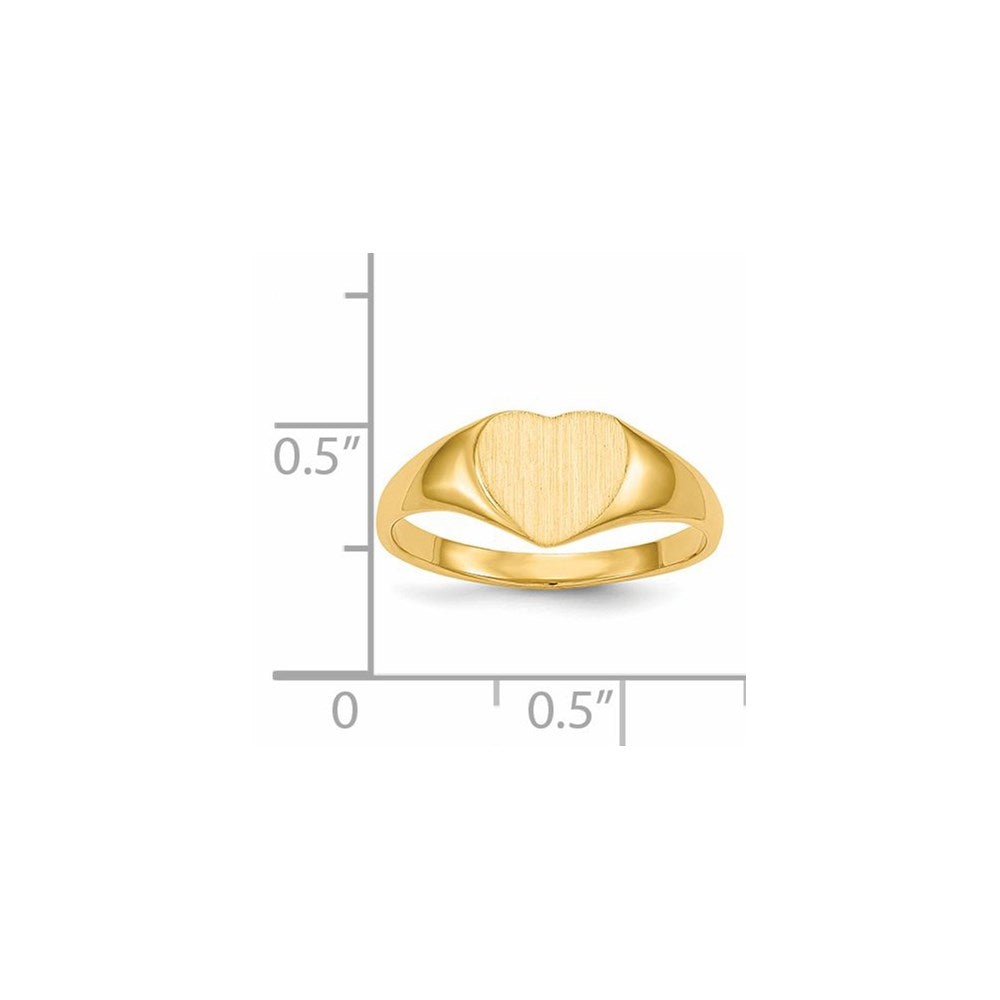 14K Yellow Gold 7.5x8.5mm Closed Back Heart Signet Ring