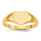 14K Yellow Gold 7.5x8.5mm Closed Back Heart Signet Ring
