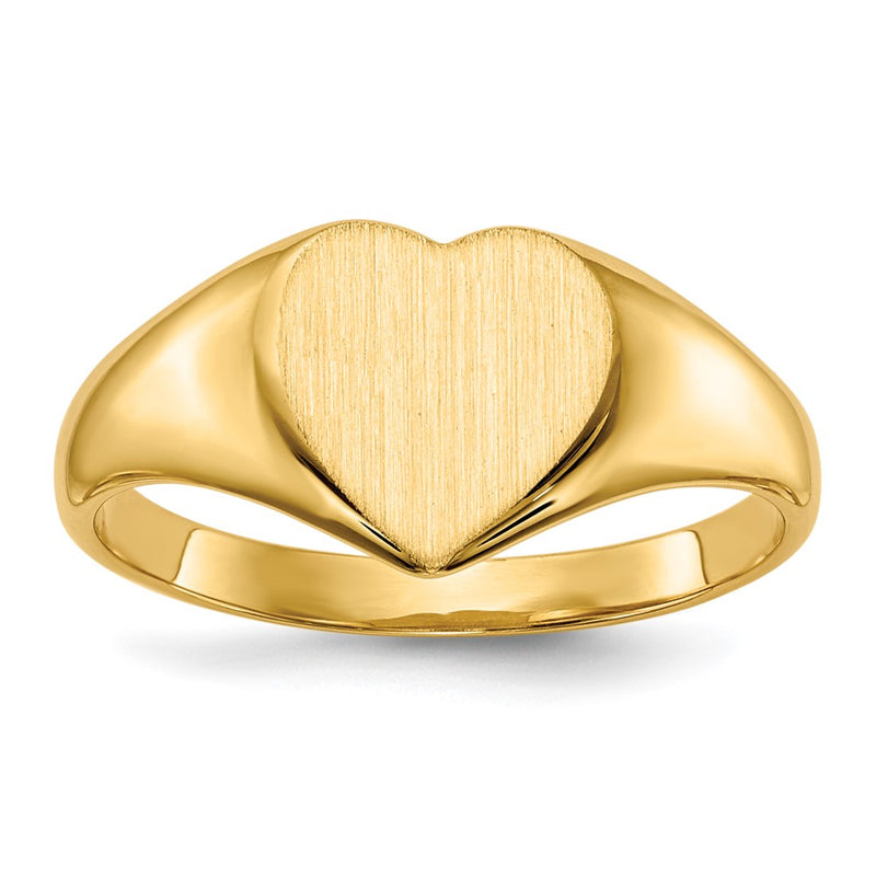 14K Yellow Gold 9.0x9.0mm Closed Back Heart Signet Ring