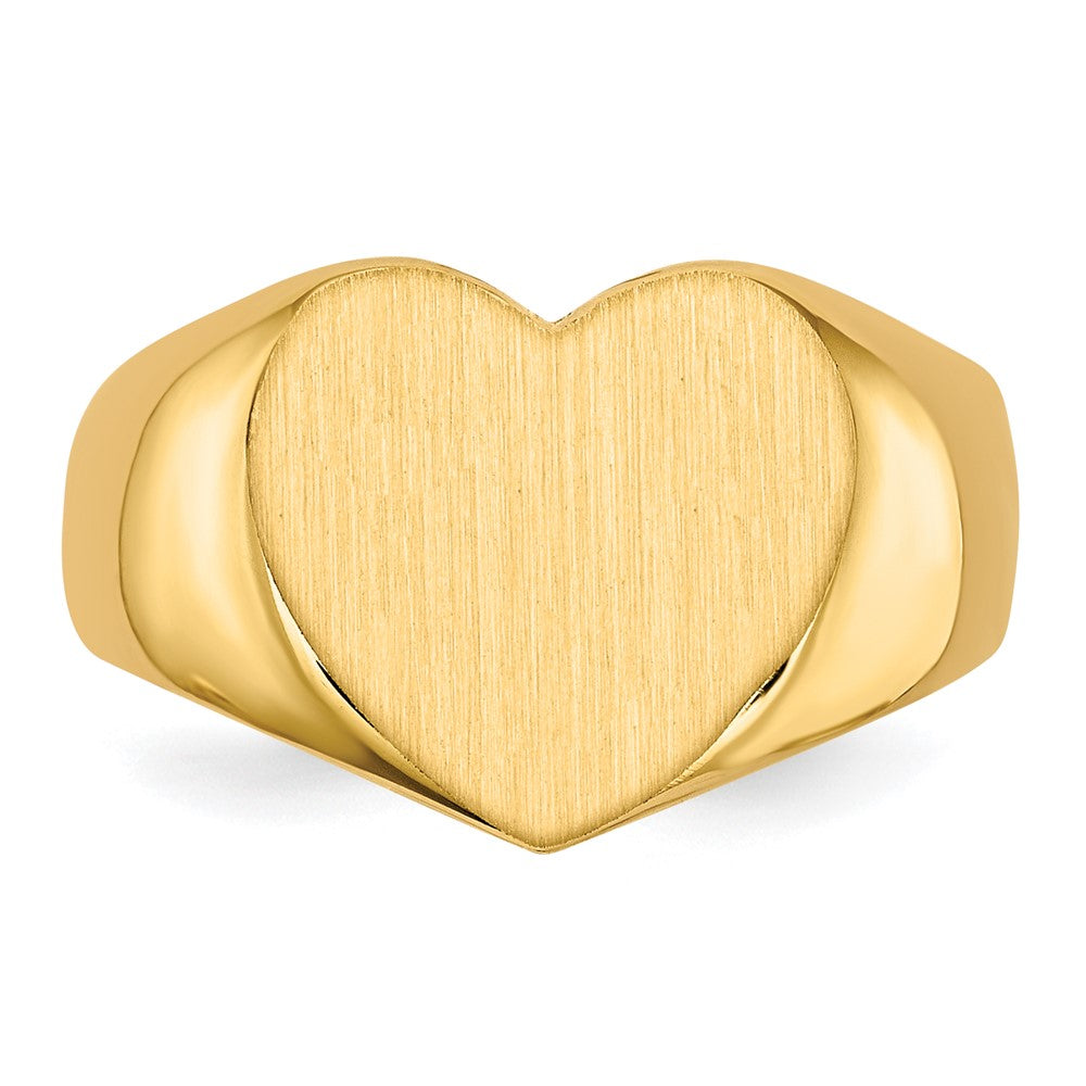14K Yellow Gold 11.5x12.5mm Closed Back Heart Signet Ring