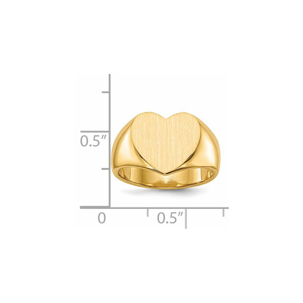 14K Yellow Gold 11.5x12.5mm Closed Back Heart Signet Ring