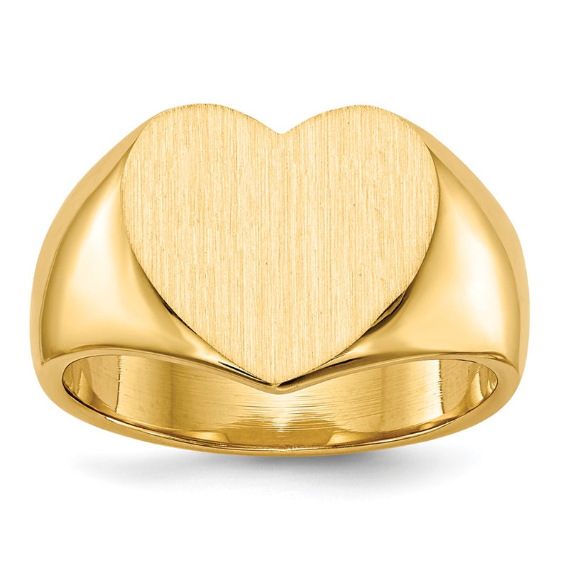 14K Yellow Gold 11.5x12.5mm Closed Back Heart Signet Ring
