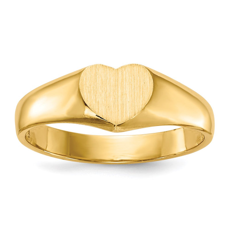 14K Yellow Gold 6.0x7.5mm Open Back Heart Signet Ring