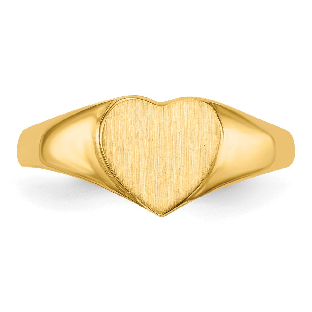 14K Yellow Gold 7.5x8.5mm Open Back Heart Signet Ring