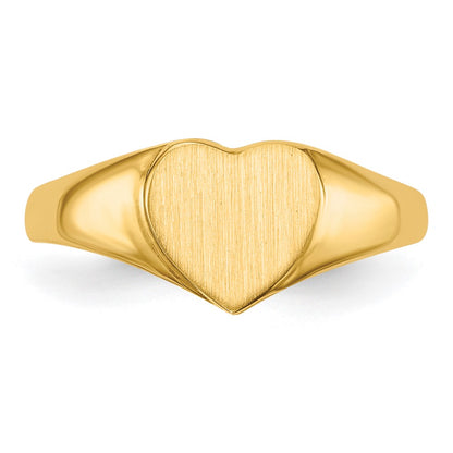 14K Yellow Gold 7.5x8.5mm Open Back Heart Signet Ring