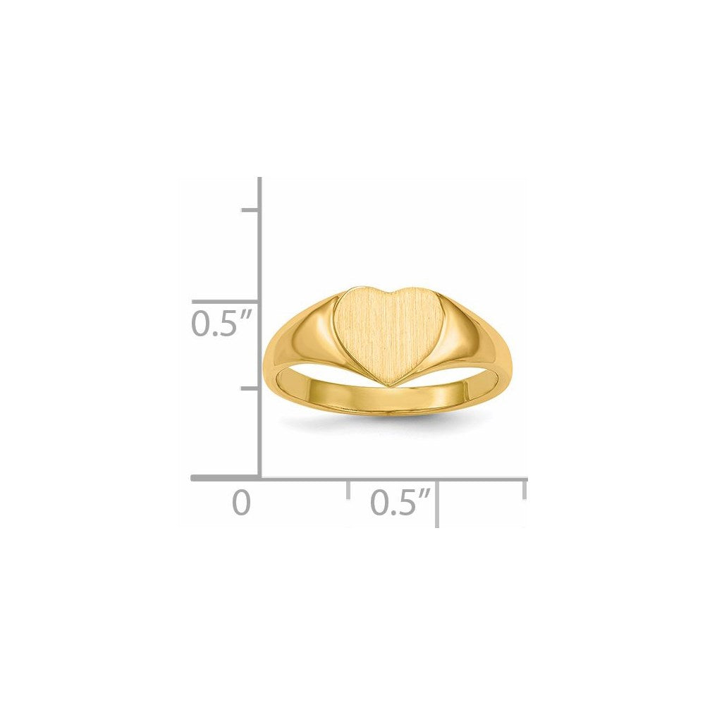 14K Yellow Gold 7.5x8.5mm Open Back Heart Signet Ring