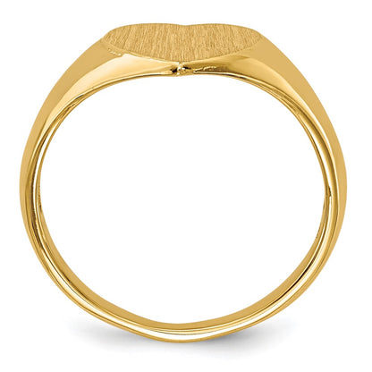 14K Yellow Gold 9.0x9.0mm Open Back Heart Signet Ring