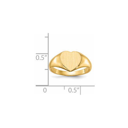 14K Yellow Gold 9.0x9.0mm Open Back Heart Signet Ring