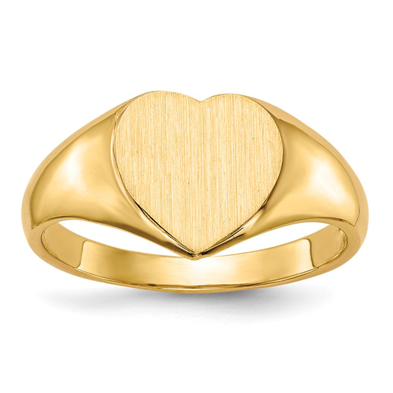 14K Yellow Gold 9.0x9.0mm Open Back Heart Signet Ring