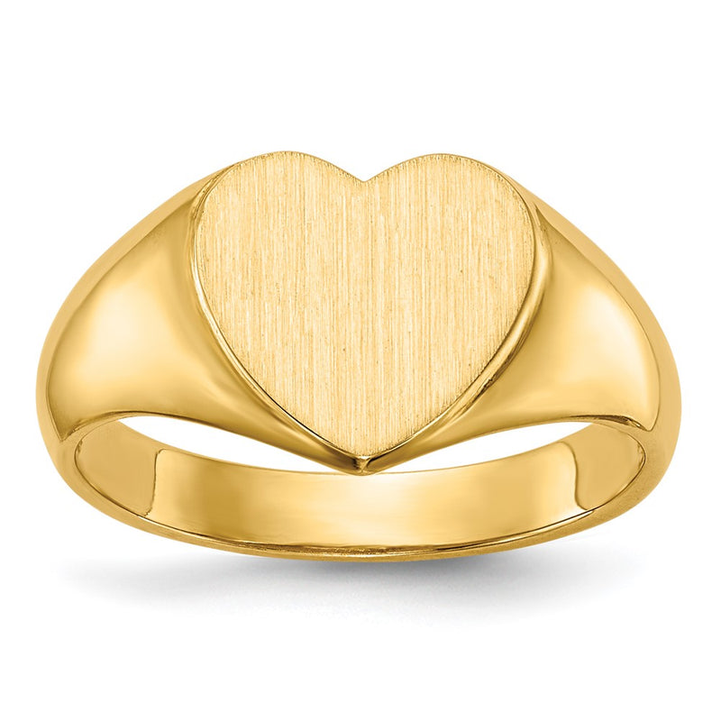 14K Yellow Gold 9.5x9.5mm Open Back Heart Signet Ring