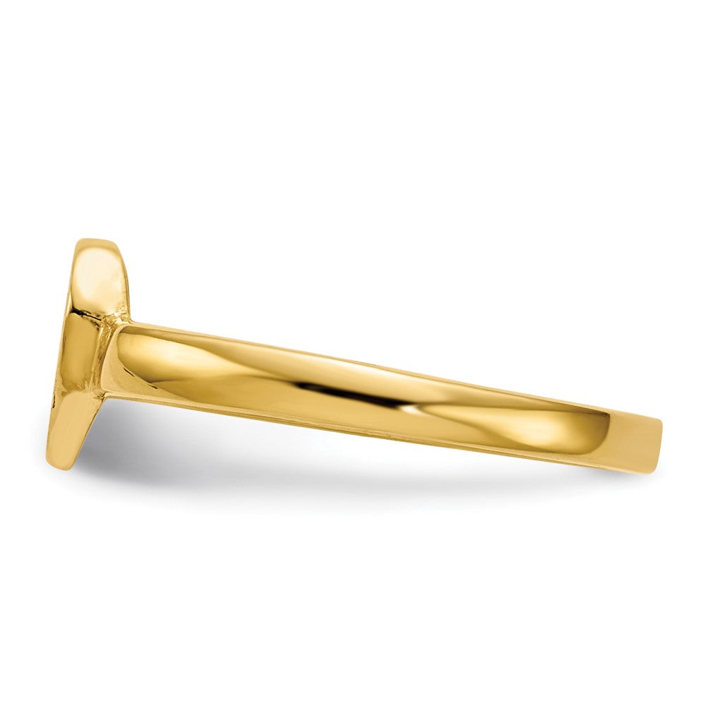 14K Yellow Gold 6.5x7.5mm Open Back Heart Signet Ring