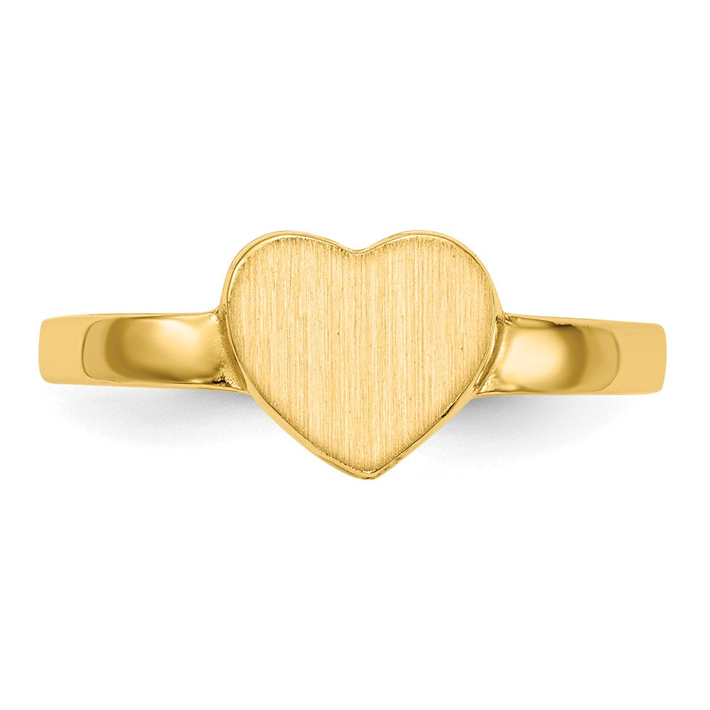 14K Yellow Gold 6.5x7.5mm Open Back Heart Signet Ring