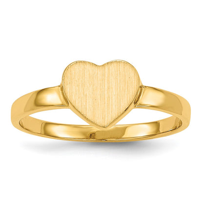 14K Yellow Gold 6.5x7.5mm Open Back Heart Signet Ring