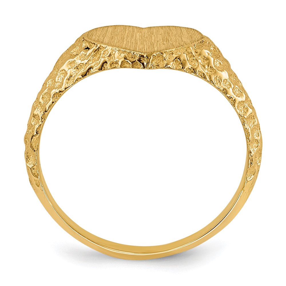 14K Yellow Gold 7.5x8.0mm Open Back Heart Signet Ring