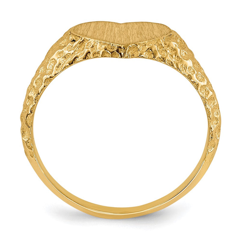 14K Yellow Gold 7.5x8.0mm Open Back Heart Signet Ring