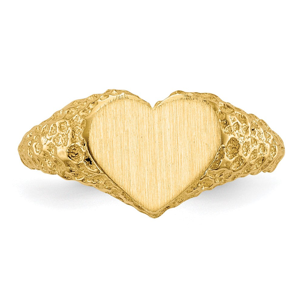 14K Yellow Gold 7.5x8.0mm Open Back Heart Signet Ring