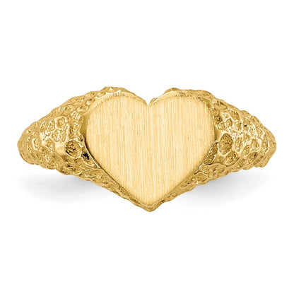 14K Yellow Gold 7.5x8.0mm Open Back Heart Signet Ring