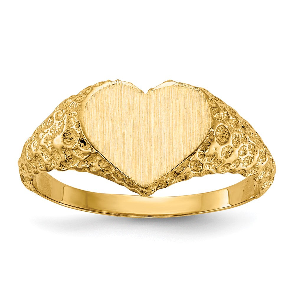 14K Yellow Gold 7.5x8.0mm Open Back Heart Signet Ring