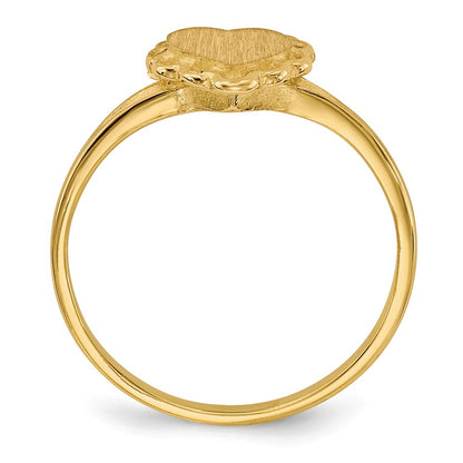 14K Yellow Gold 6.0x6.5mm Open Back Heart Signet Ring