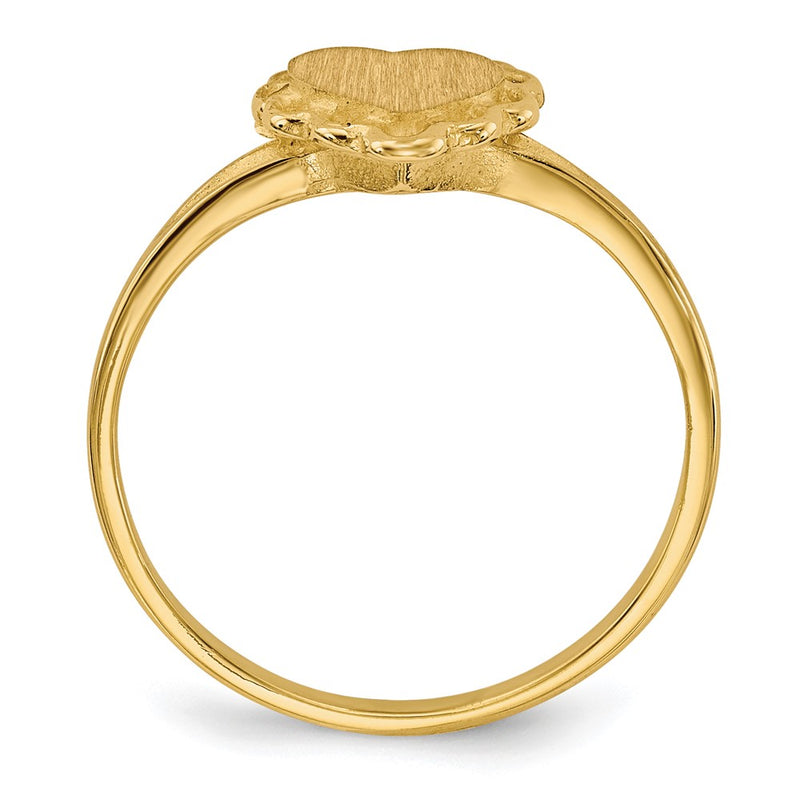 14K Yellow Gold 6.0x6.5mm Open Back Heart Signet Ring