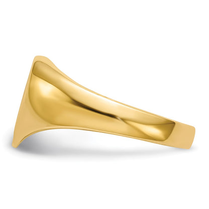 14K Yellow Gold .005ct. Real Diamond Closed Back 9.0x9.0mm Heart Signet Ring